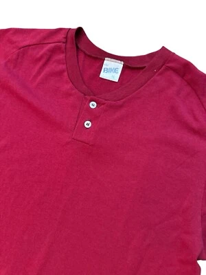 复古自行车男式纽扣球衣风格 T 恤尺寸 XL 栗色美国制造 — 第 1/4 张图片