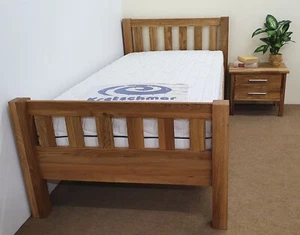 Bett mit Komforthöhe 44 cm Eiche massiv geölt 100x200cm Seniorenbett Komfortbett - Bild 1 von 8