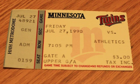 Minnesota Twins Ticket Stub - July 27 1990 - Mark McGwire 143rd Career HR Cover