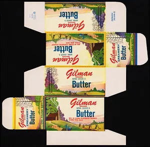 Vintage box GILMAN BUTTER Gilman Creamery Minnesota farm scene unused n-mint - Picture 1 of 2