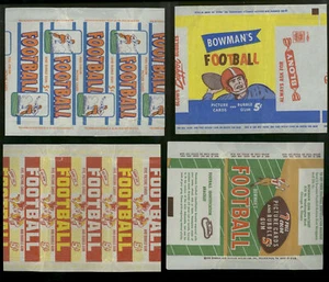 1952 through 1955 Bowman Football 5 Cent Wax Pack Wrappers (Lot of 4) - Picture 1 of 1