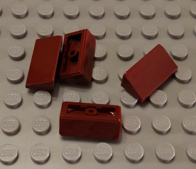 New LEGO Lot of 4 Reddish Brown 1x2x2/3 Mini Slope Pieces - Image 1 of 1