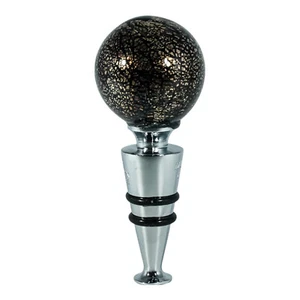 Bottle Stopper Murano Glass Black Bronze Silver Wine Prosecco Venice Gift Box - Picture 1 of 5
