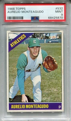 1966 Topps #532 Aurelio Monteagudo PSA 9 MINT Kansas City Athletics - Image 1 of 2