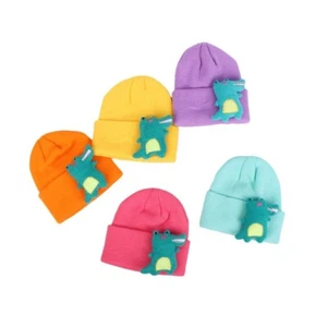 Kids Plain dinosaur Winter Ski Thermal WARM Knit Knitted BEANIE HAT 48-54cm AU - Picture 1 of 29