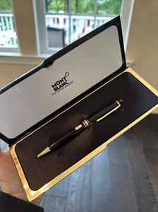 Vintage Montblanc Meisterstuck Black & Gold Ball Point Pen + Original Box & Case - Picture 1 of 24
