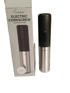 Rabbit Compact Electric Corkscrew Wine Bottle Opener, Stainless Steel, 10 inches - Picture 1 of 3