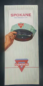 1962 Spokane street road map Conoco oil gas The Friendly City Washington - Picture 1 of 4