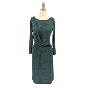 Talbots Printed Jersey Knit Dress Green S preppy Business casual classic stretch - Picture 1 of 6