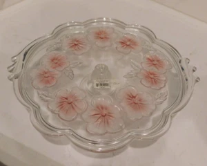 NEU IB Studio Nova Kuchenständer Fuß Kristall Stiefmütterchen Bouquet Rosa Blumen 14,5 Zoll - Bild 1 von 5