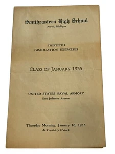 Vintage Southeastern High School Graduation United States Naval Armory 1935 Detroit - Bild 1 von 3