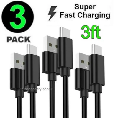 3 Pack USB-C to USB-A Cable Fast Charge Type C Charging Cord Rapid Sync Charger - Image 1 of 4