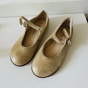 Mini Boden Mary Jane Glitter Shoes Girls 31 (13) Gold Metallic Shimmer - Picture 1 of 4