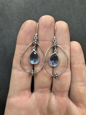 6,8 г винтажные серьги-капли из стерлингового серебра 925 пробы с синим кварцем ювелирные изделия лот D - Изображение 1 из 4