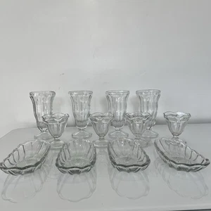Platos de helado vintage. (4) 12 oz de soda, (4) 4,5 oz vaso de Sherbet (4) plato dividido - Imagen 1 de 13