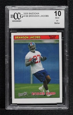 2005 Topps Bazooka Brandon Jacobs #186 BCCG 10 Mint or Better Rookie RC - Image 1 of 2