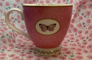 The ENGLISH MUG Company BUTTERFLY-PINK-WHITE DOTS Teetasse Kaffeebecher 12 Unzen - Bild 1 von 13