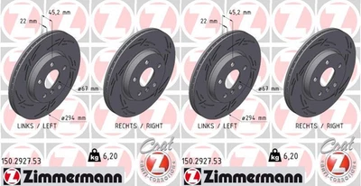 2x DISCOS DE FRENO Zimmermann black z 294 mm RANURADOS VENTILADOS POR DENTRO DELANTEROS adecuados - Imagen 1 de 2