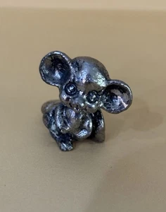 Vintage Zinn Miniatur Figur Maus 1” hoch 1/2” breit, 3/4” tief - Bild 1 von 6