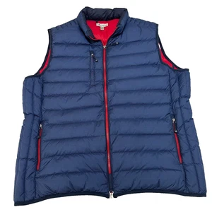 Peter Millar Crown Mens XL Quilted Lightweight Puffer Vest Blue Red Zip Pockets - Picture 1 of 8