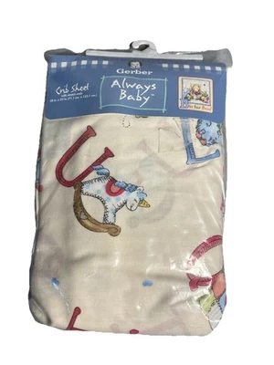 Vintage Gerber Crib Sheet  Always Baby Alphabet Unisex 28x52 New In Package - Image 1 of 3
