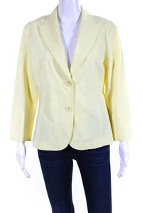 Lafayette 148 New York Womens Cotton Darted Long Sleeve Blazer Yellow Size 10 - Picture 1 of 8