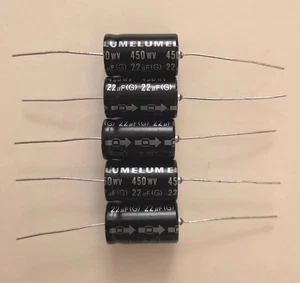 Lot de 5 Condensateurs Axiaux Haute Tension 22 µF - 450 Volts - Picture 1 of 1