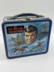 Vintage Aladdin Six Million Dollar Man Lunchbox 1974 Nice Graphics No Thermos - Picture 1 of 9