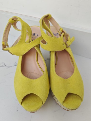 Sandali con zeppa Clarks & Mary Lime UK 5 5 D donna verde scamosciato punta aperta nuovi