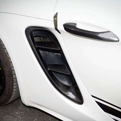 Cubierta de ventilación de salida de aire para guardabarros lateral de fibra de carbono apta para Porsche 718 Cayman 2018- Foto 1 de 4
