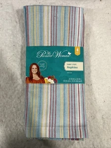 The Pioneer Woman Chunky Stripe Napkins 4pk. 100% Cotton 20"x 20" New With Tags. - Picture 1 of 4