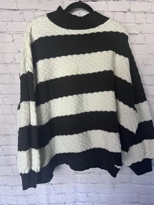 Nine West Black And White Striped Sweater Plus Size 3x - Picture 1 of 3