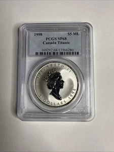 1998 1 Oz .9999 Silver Canada Maple Leaf with Titanic Privy Mark PCGS SP 68 *A3 - Picture 1 of 4