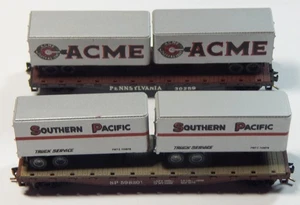 2) ATLAS FLAT CARS W/PIGGY BACK TRAILERS NO BOX N GAUGE 1 IS BROKE NEEDS GLUE - Picture 1 of 2