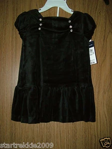 Ralph Lauren Kleinkind Mädchen 2-teiliges Velours Kleid Set, Farbe Schwarz, Größe 18 Monate. Neu mit Etikett - Bild 1 von 5