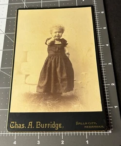 1890s Unusual GIRL POINTS FINGER You Did It Falls City NE Nebraska Antique PHOTO - Picture 1 of 4