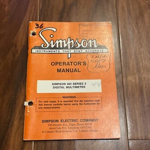 Simpson Model 464 Series 2 Digital Multimeter Operator's Manual 6-110882 - Picture 1 of 2