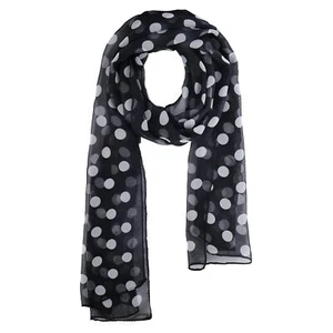Red and Black Polka Dot 50s Chiffon Scarf Sheer Square Polka Dot-black White - Picture 1 of 7