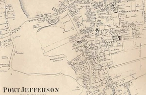 Port Jefferson Stony Brook NY 1873 Map with Homeowners Names Shown - Picture 1 of 3