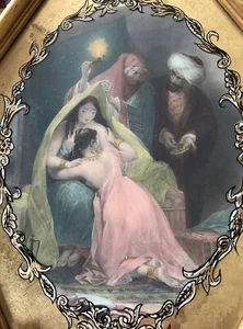 “Original Old Engraving Hand Colored”/Harem Slaves/Gold Frame/Paris Decorators - Picture 1 of 11