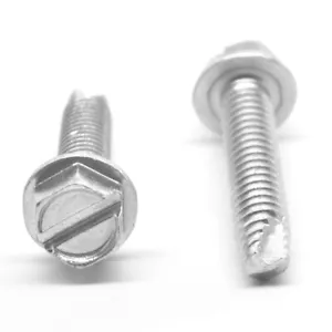 #8-32 x 1/4" (FT) Coarse TCS Slot Hex Washer Hd Type 23 Zinc Plated - Picture 1 of 1