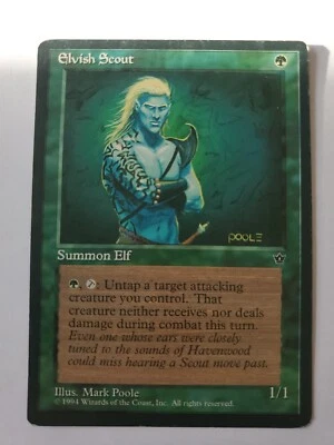MTG Magic The Gathering Card Elvish Scout Summon Elf 1994 Green Fallen Empires  - Image 1 of 2