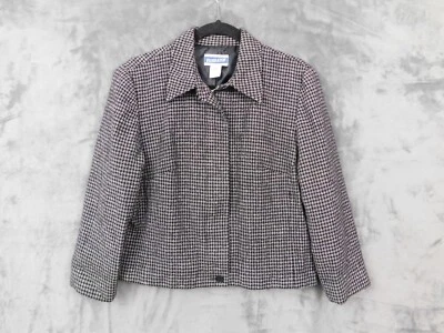 Vintage Pendleton Jacket Womens 10 Black Check Plaid Wool Zip Up Preppy Academia - Image 1 of 4
