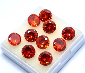 Lote de 10 piezas de piedras preciosas sueltas naranja natural corte redondo circón aprox 9 mm - Imagen 1 de 7