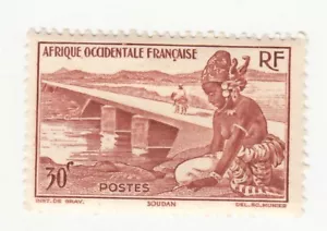 French West Africa 1947. Sudan. Native Woman. Roadway in Bamako. Bridge. 30c MNH - Picture 1 of 1