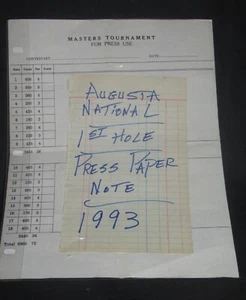 MASTERS TOURNAMENT PRESS PAPER Sheet PGA 1993 Golf Major Augusta National GA - Picture 1 of 3