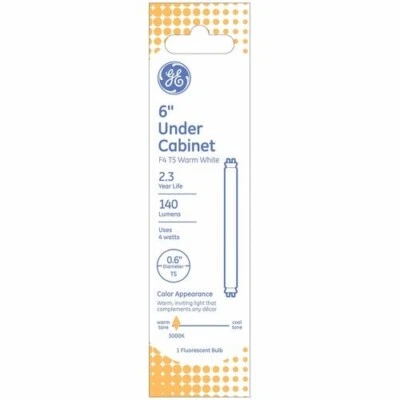 GE Fluorescent Under Cabinet Tube Light, 4 Watt, Warm White, F4 T5 Tube Light, 6 - Image 1 of 4