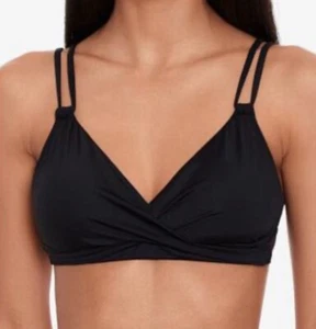Lauren Ralph Lauren Twist-Front Bikini Top - Black, Size 10, MSRP $90 - Picture 1 of 5