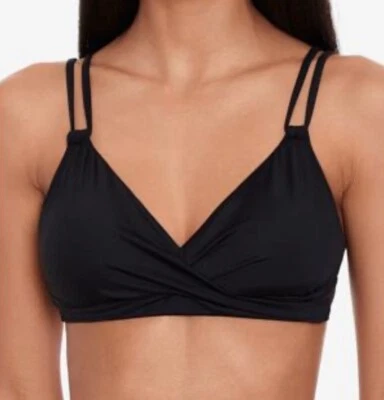 Top de bikini Lauren Ralph Lauren frente torcido - negro, talla 4, precio de venta sugerido por el fabricante 90 USD Foto 1 de 3