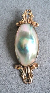 Antique ART NOUVEAU Baroque PEARL in 10K GOLD Long Ornate PENDANT 2.25" - Picture 1 of 8